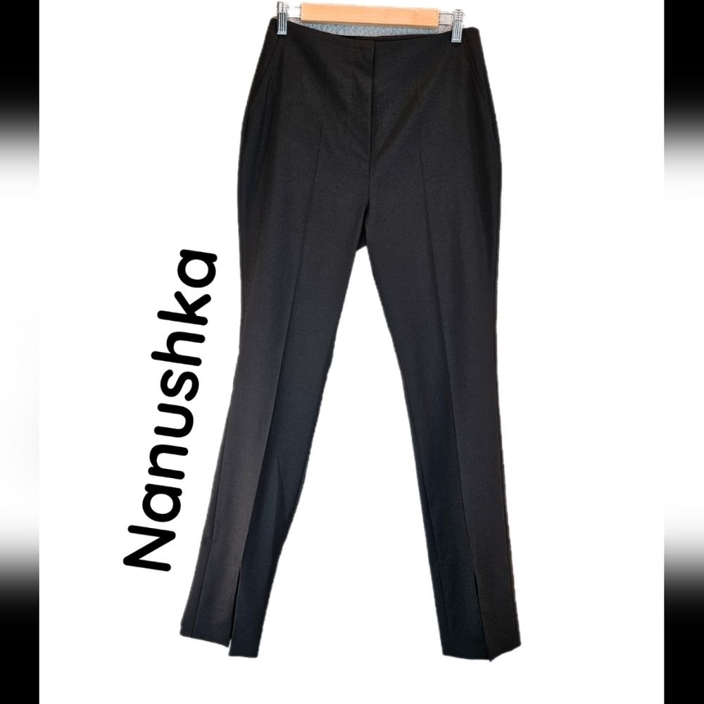 Nanushka Womens Black Dress Pants Sz M Faux Pockets High Rise Textured